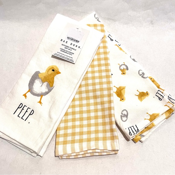 Rae Dunn Easter Peep Set of 3 Kitchen Towels - Picture 1 of 9